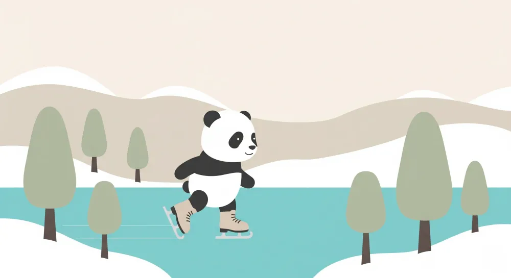 Tapet barnerom | Panda skøyter på isen