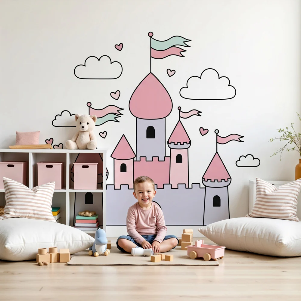 Tapet barnerom | Pastell eventyrslott