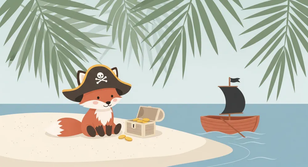 Tapet barnerom | Piratrev på en tropisk øy