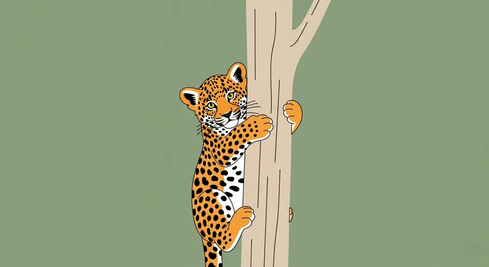 Tapet barnerom | Playful leopard its tree