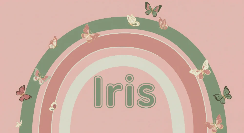Tapet barnerom | Regnbue Iris med fargerike sommerfugler