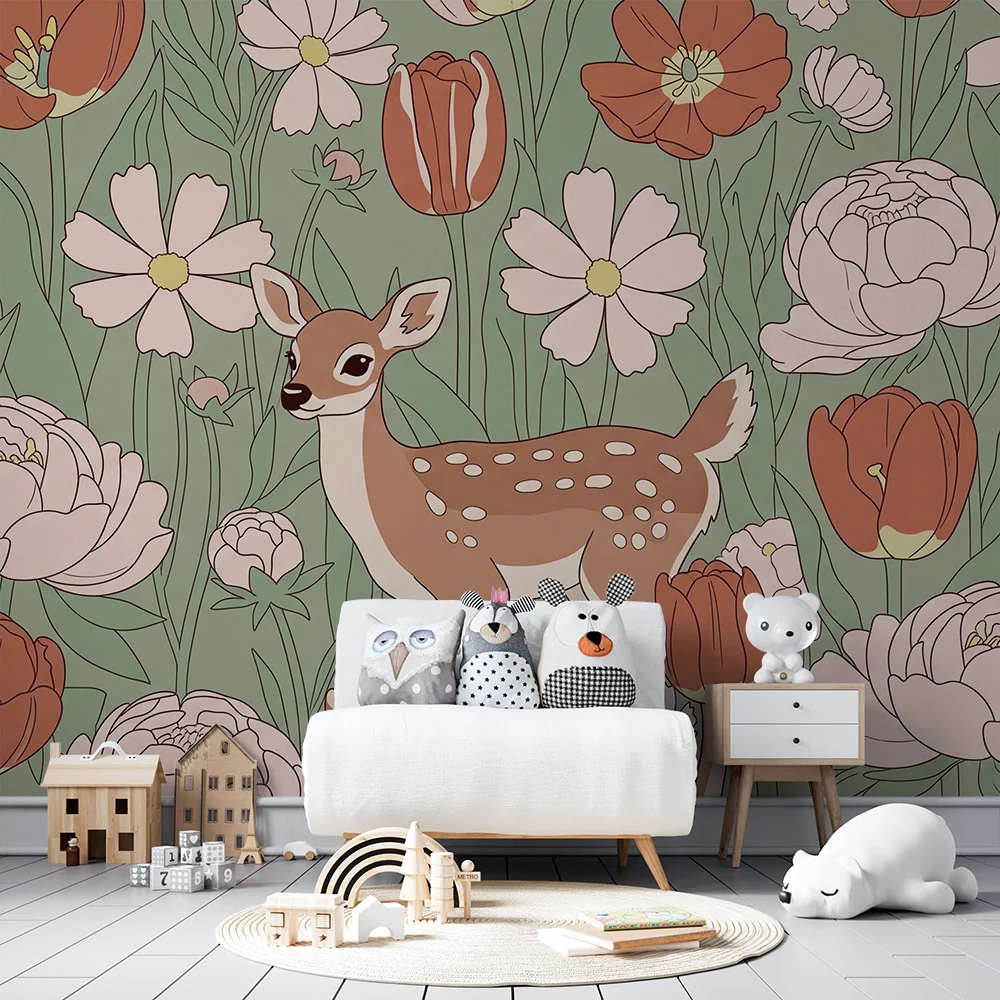 Tapet barnerom | Revervokse midt blant blomstene