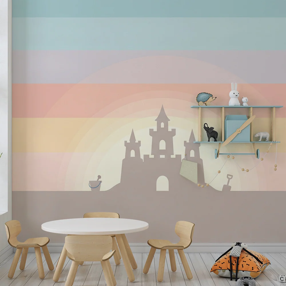 Tapet barnerom | Sandslott under en pastellhimmel