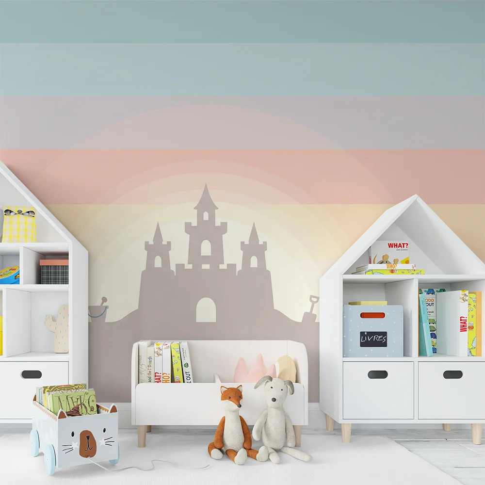 Tapet barnerom | Sandslott under en pastellhimmel
