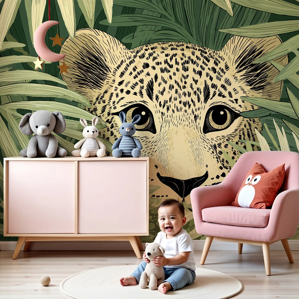 Tapet barnerom | Skjult leopard i jungelen