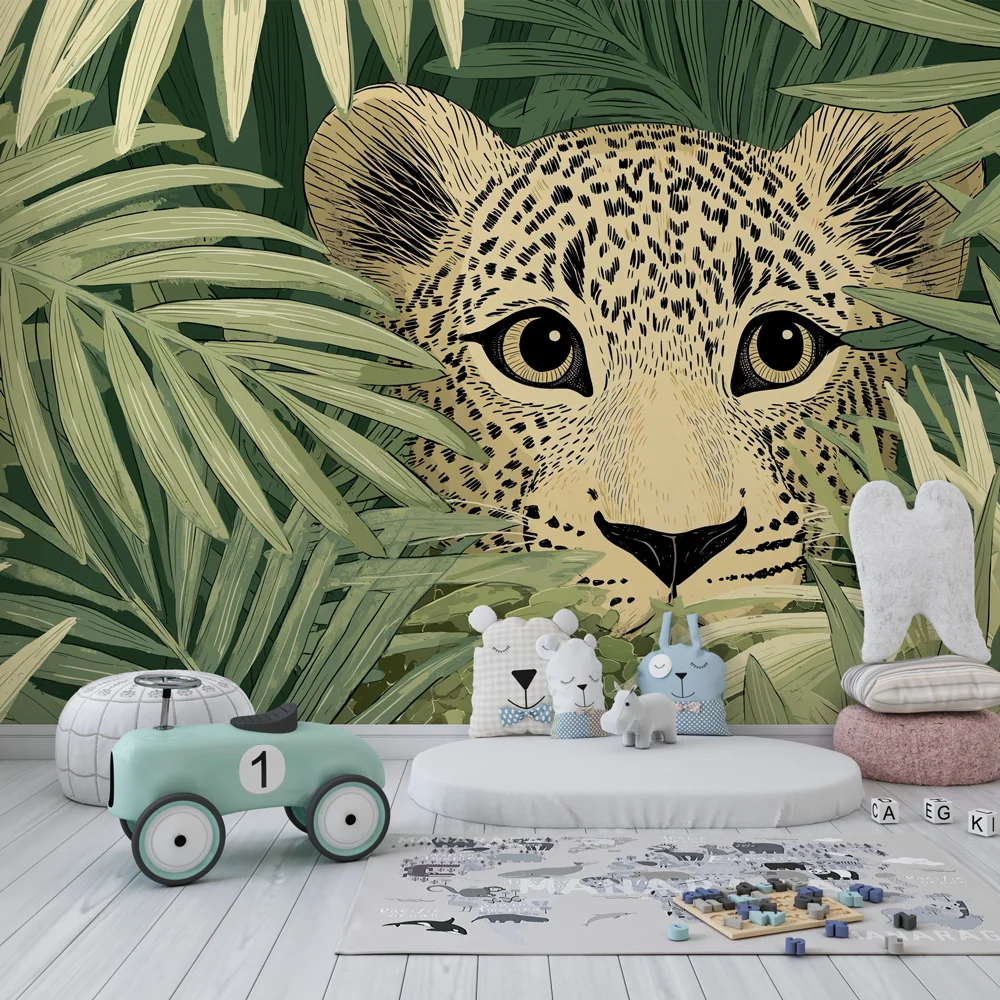 Tapet barnerom | Skjult leopard i jungelen