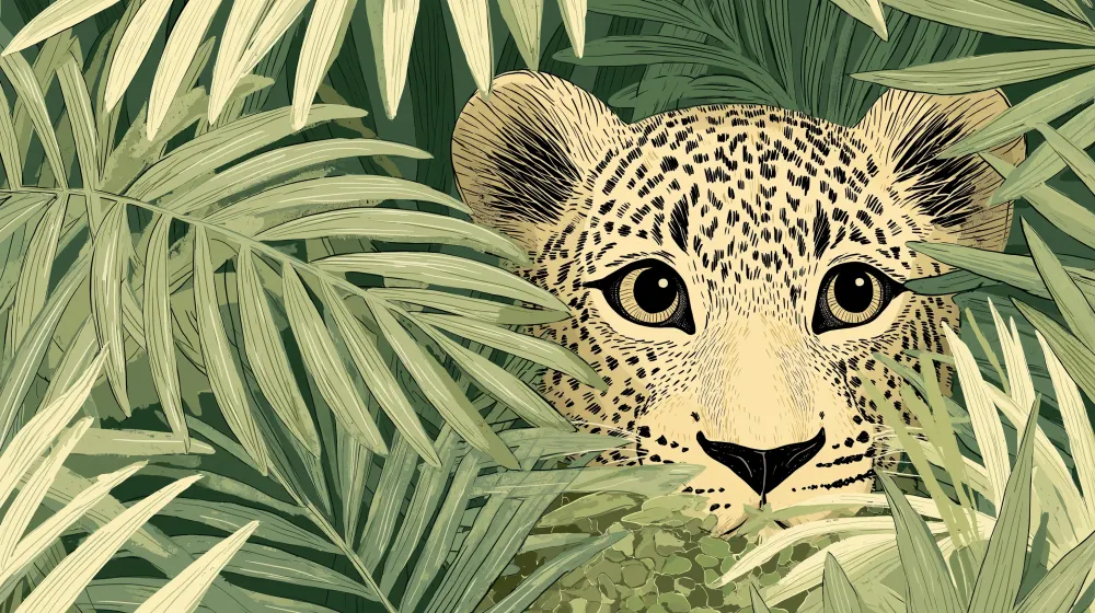 Tapet barnerom | Skjult leopard i jungelen