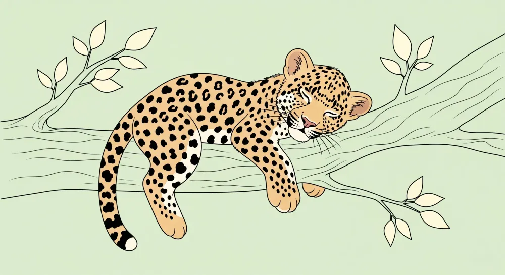 Tapet barnerom | Sove leopard på en gren