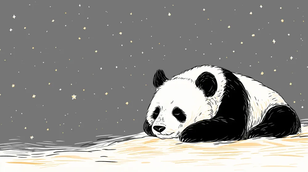Tapet barnerom | Sovende drømmende panda under stjernene