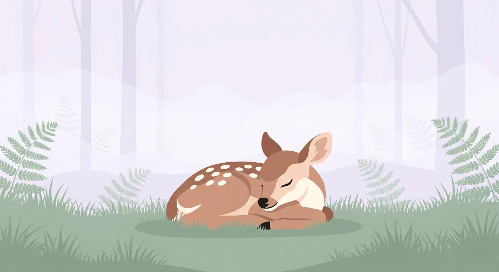 Tapet barnerom | Sovende fawn i skogen
