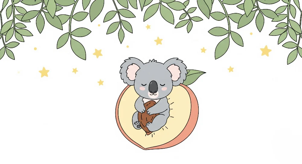 Tapet barnerom | Sovende koala på en frukt