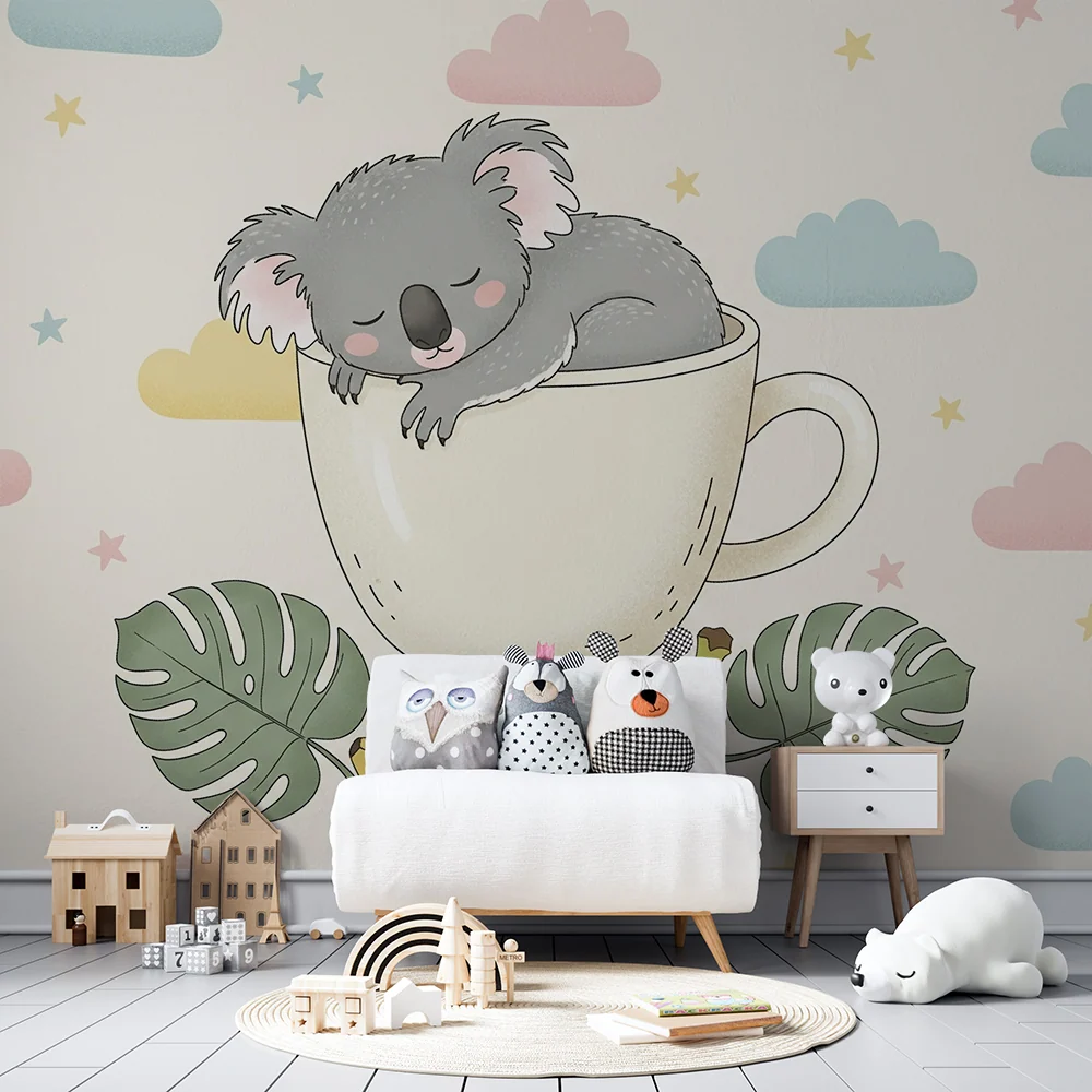 Tapet barnerom | Sovende koala i en kopp