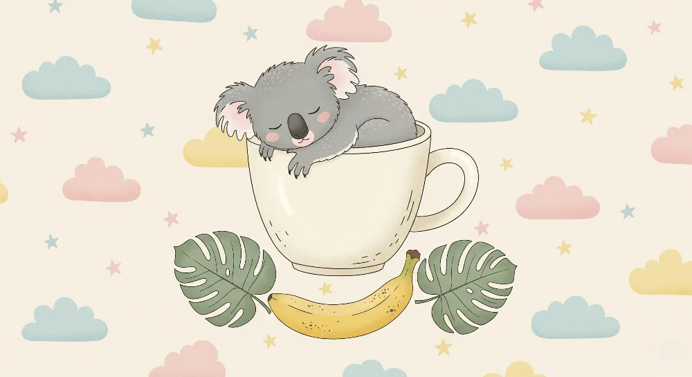 Tapet barnerom | Sovende koala i en kopp