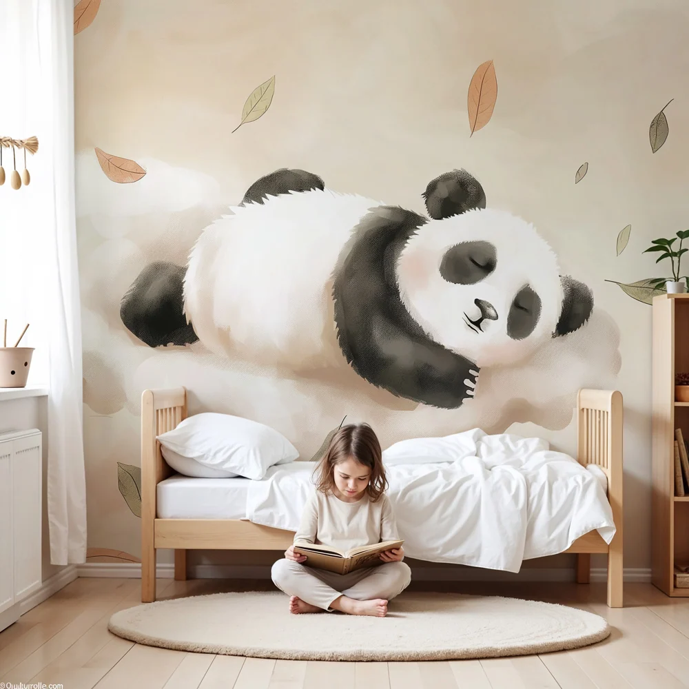 Tapet barnerom | Sovende panda i skyene