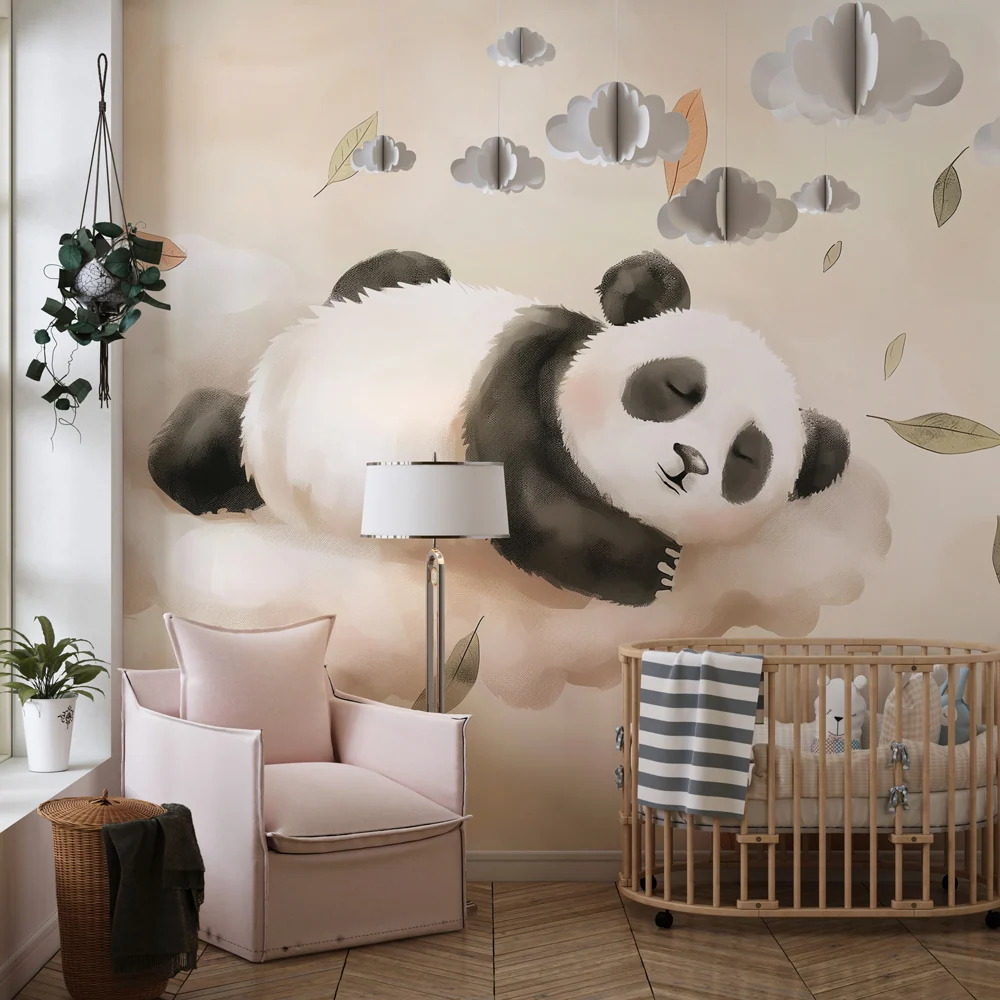 Tapet barnerom | Sovende panda i skyene