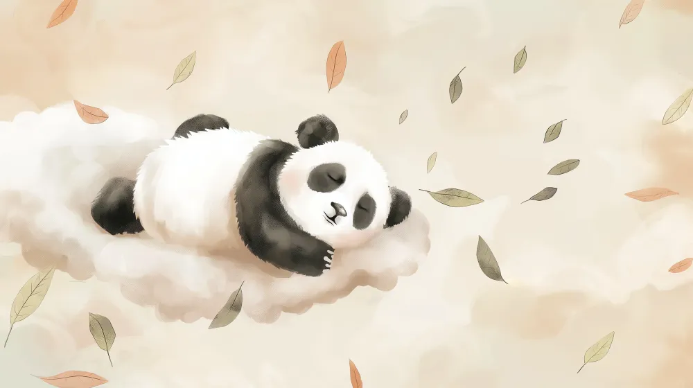 Tapet barnerom | Sovende panda i skyene