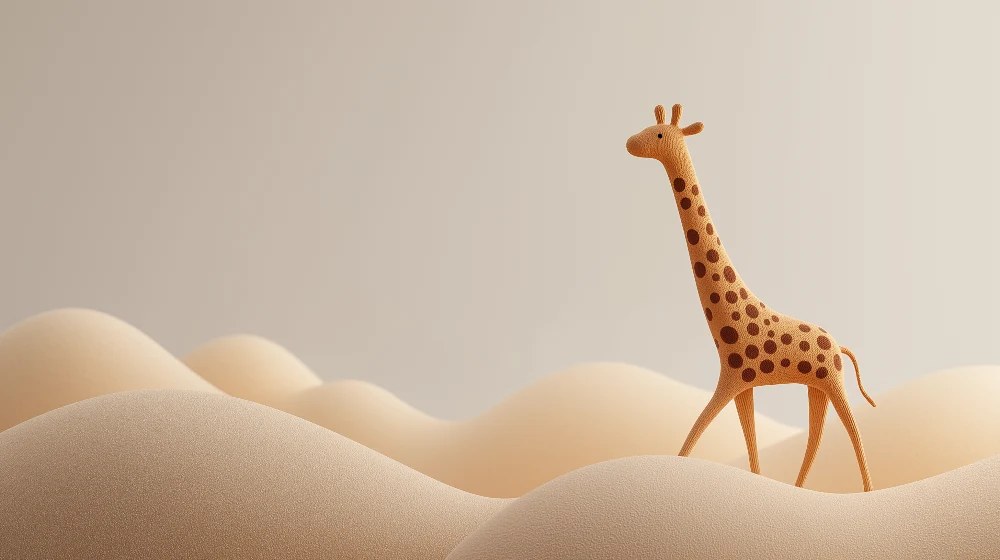 Tapet barnerom | Stilisert giraff på myke åser