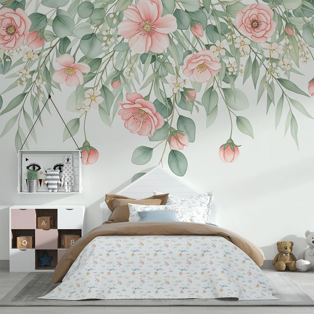 Tapet barnerom | Store blomster i akvarell