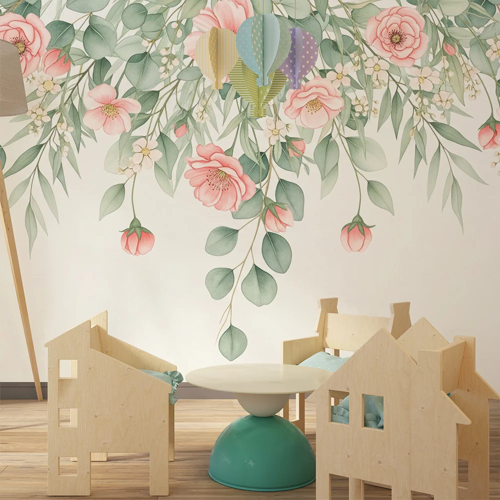 Tapet barnerom | Store blomster i akvarell