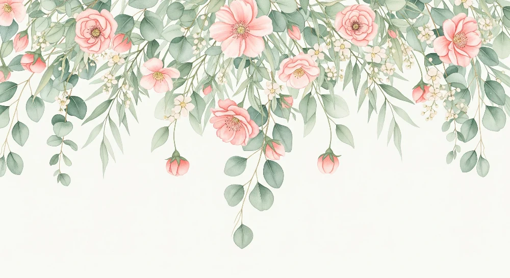 Tapet barnerom | Store blomster i akvarell