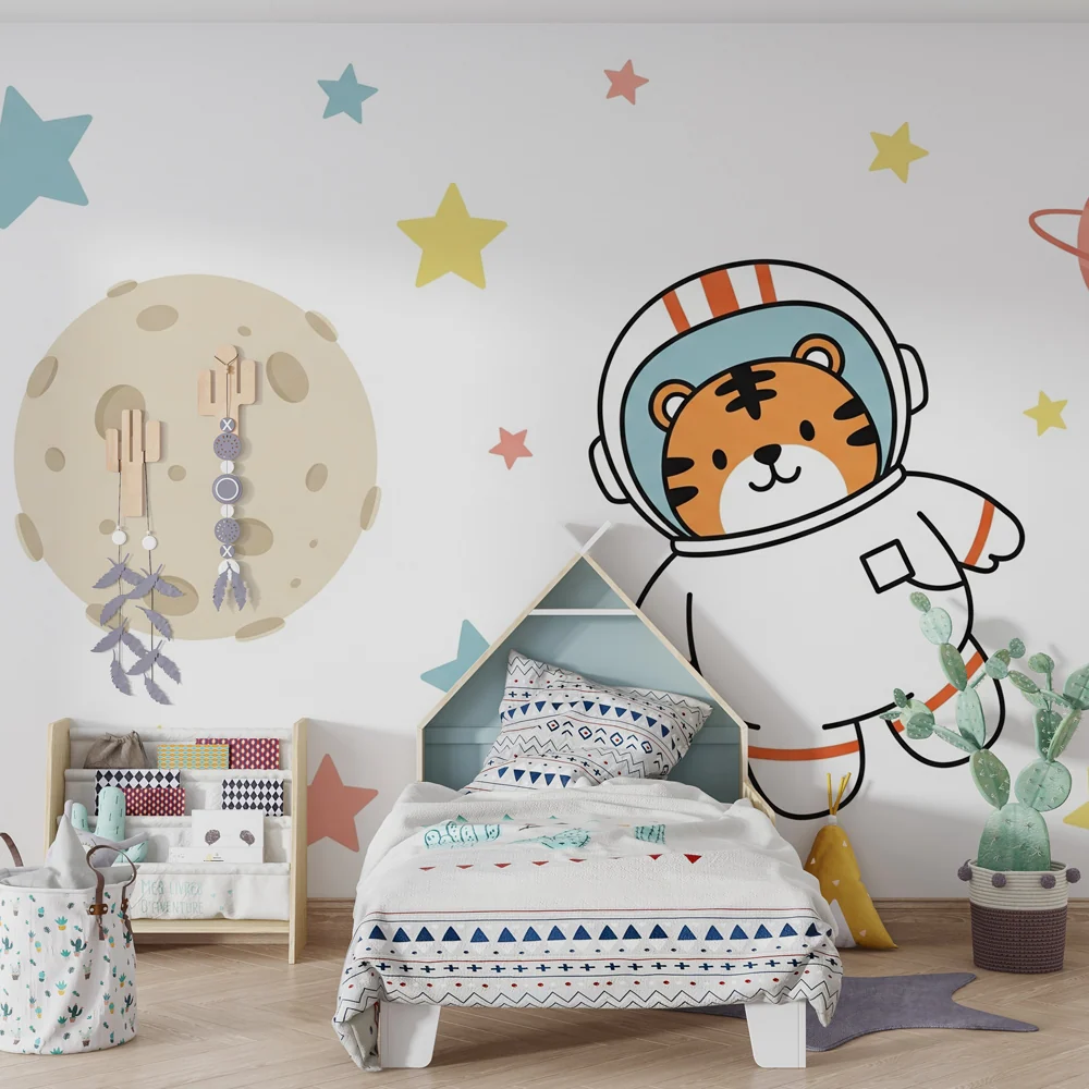Tapet barnerom | Tiger astronaut blant stjerner og planeter