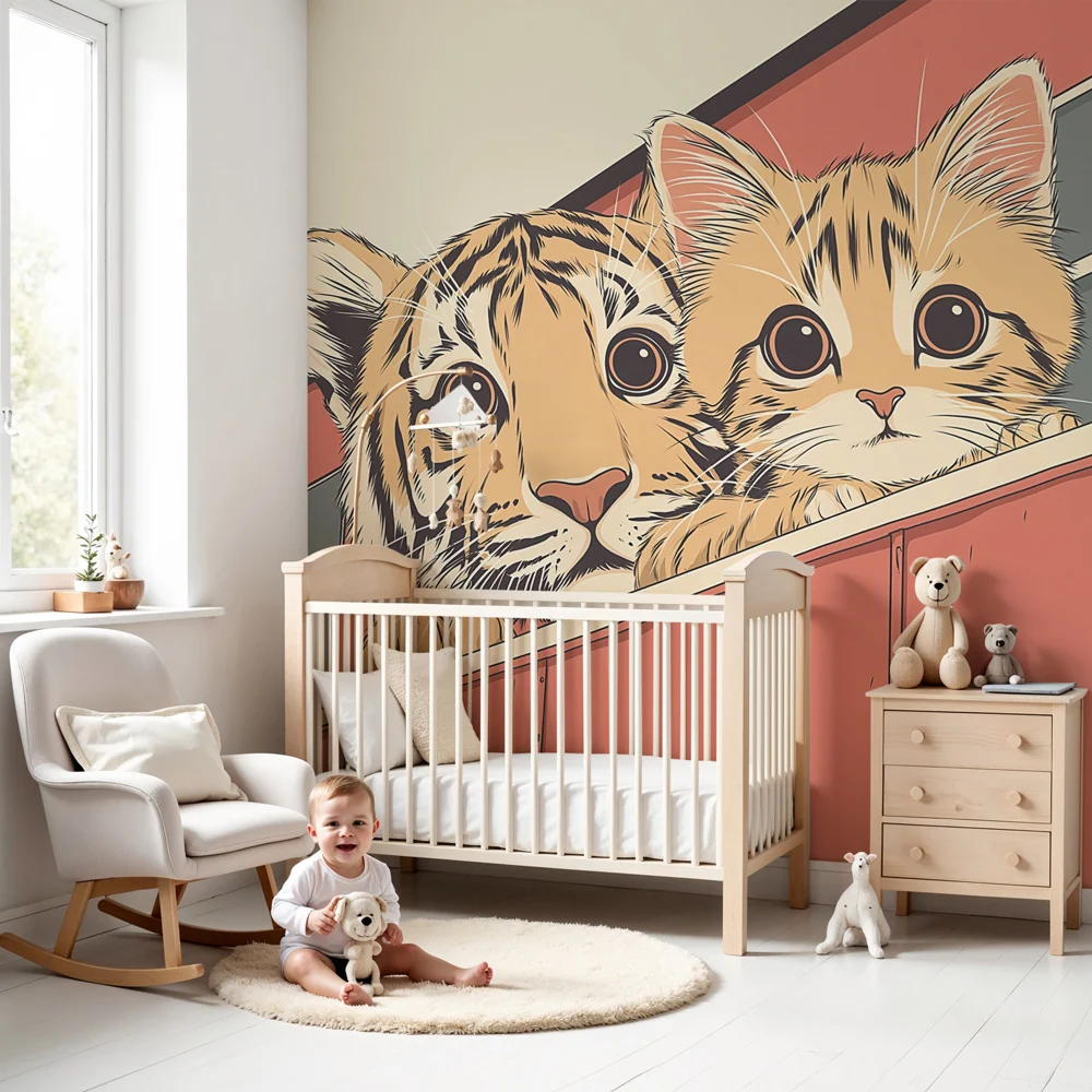 Tapet barnerom | Tiger og kattungevenner på toget