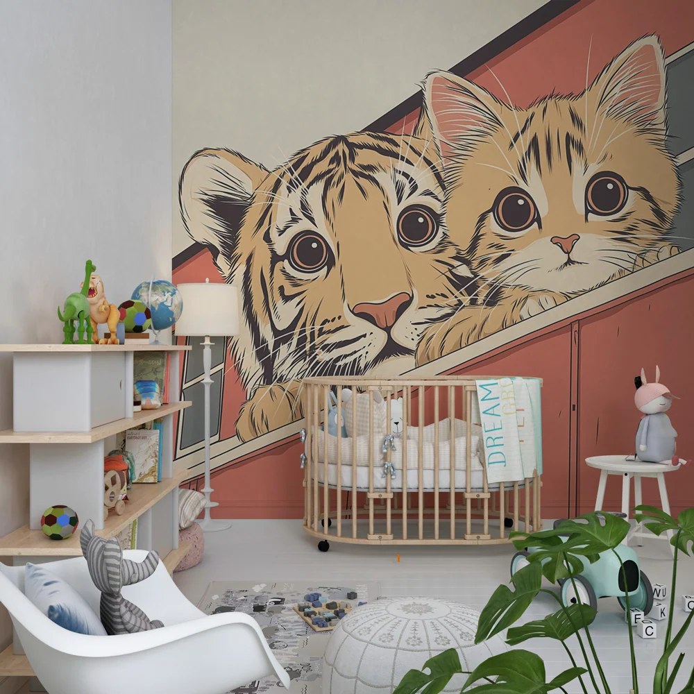 Tapet barnerom | Tiger og kattungevenner på toget