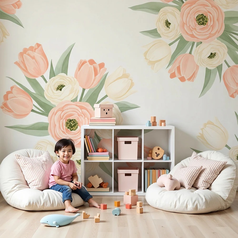 Tapet barnerom | Tulipanbuketter