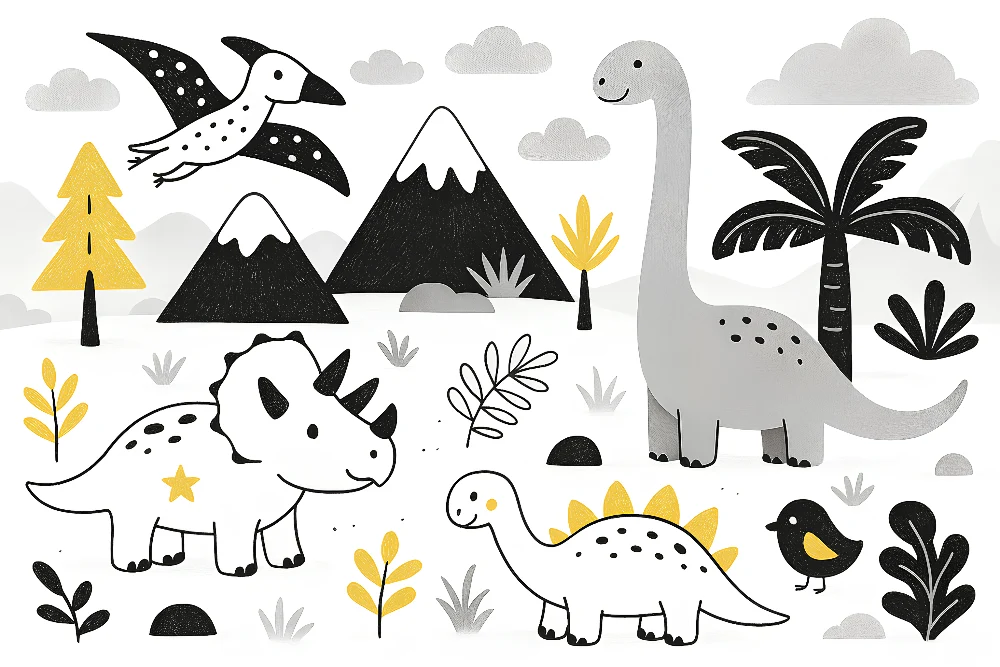 Tapet barnerom | Verden av pastellfargede dinosaurer