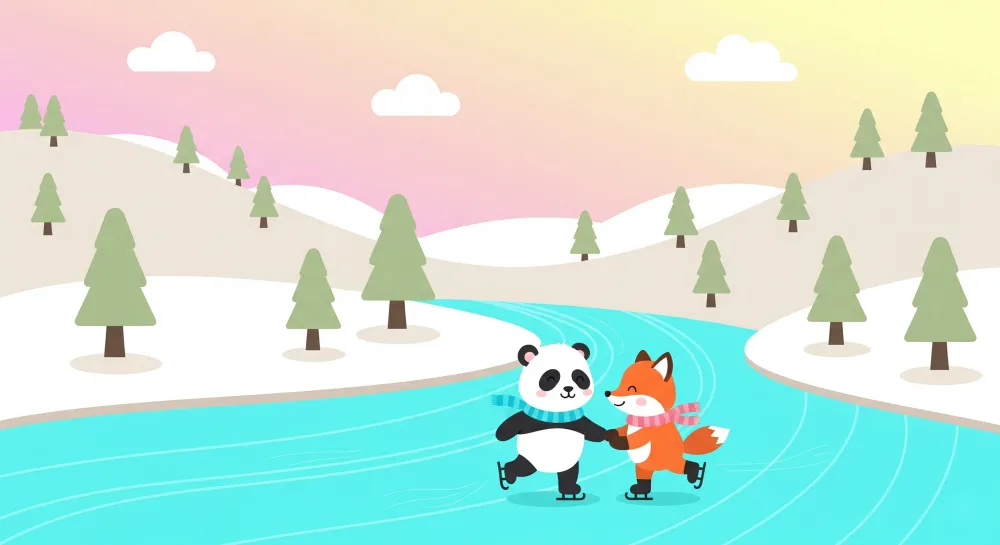 Tapet barnerom | Vinterpatinering med panda og rev