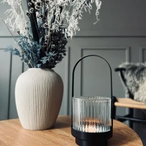 Telysholder / lanterne til telys med hank - Klart glass