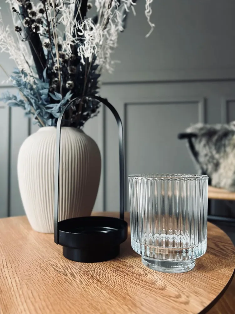 Telysholder / lanterne til telys med hank - Klart glass