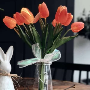 Tulipaner med lys - Rød