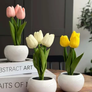 Tulipaner med lys - Hvit