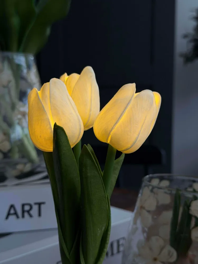 Tulipaner med lys - Hvit
