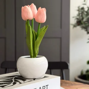 Tulipaner med lys - Rosa