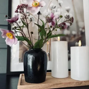 Vase H 12cm – Sort stentøy