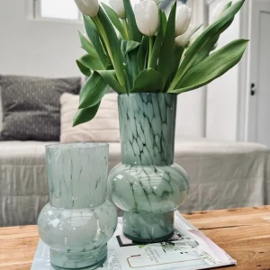 Vase 18cm Munnblåst glass – Grønn