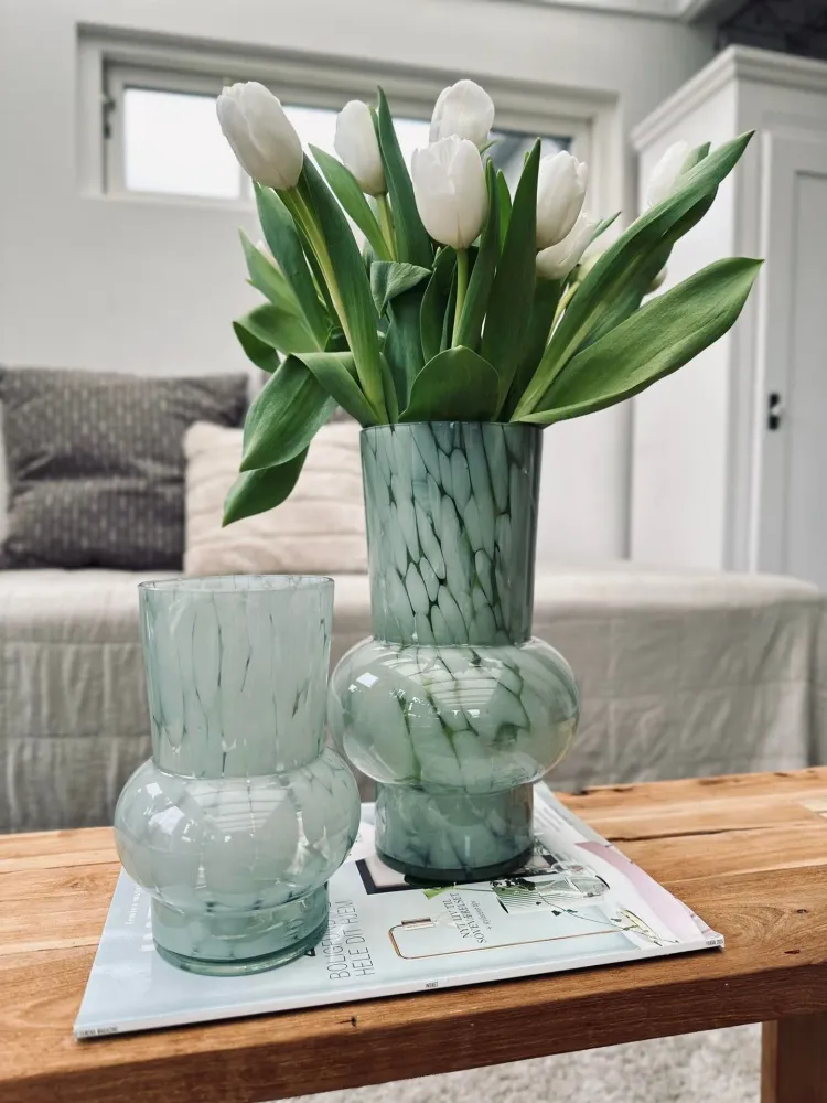 Vase 18cm Munnblåst glass – Grønn