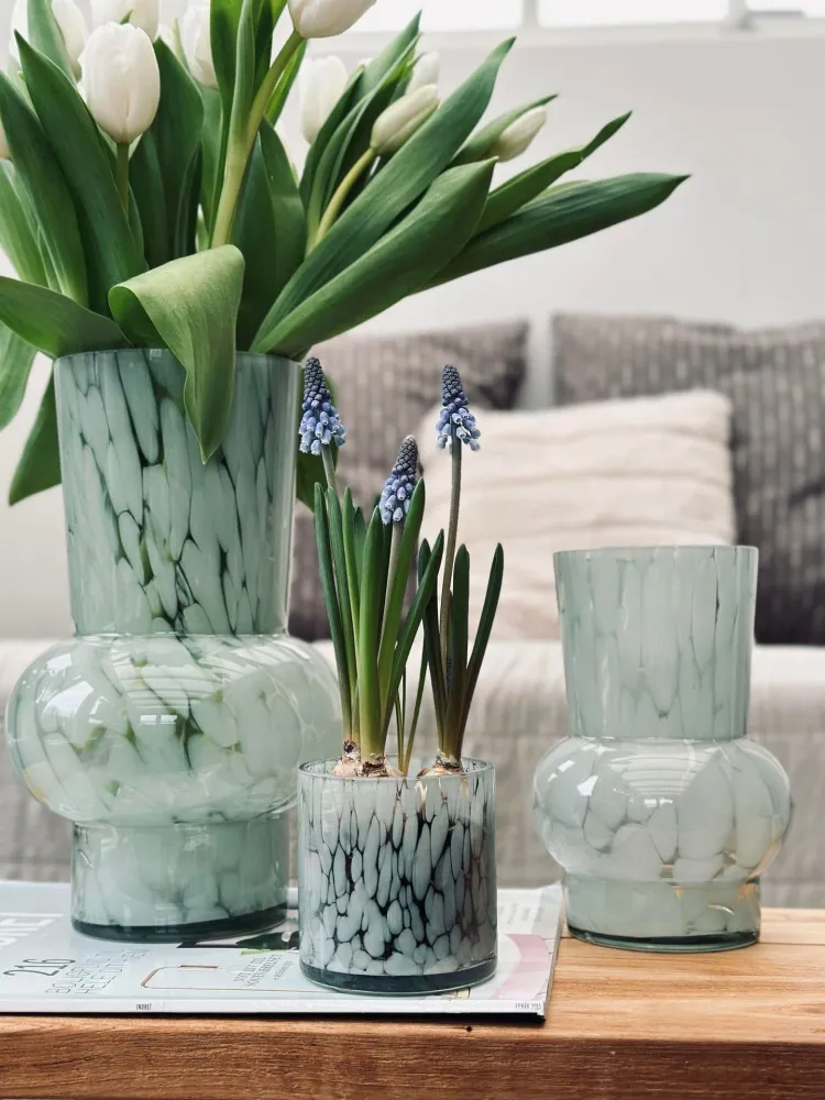 Vase 18cm Munnblåst glass – Grønn