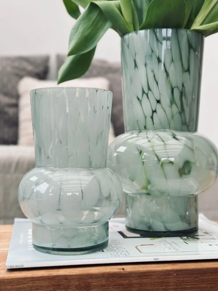 Vase 18cm Munnblåst glass – Grønn