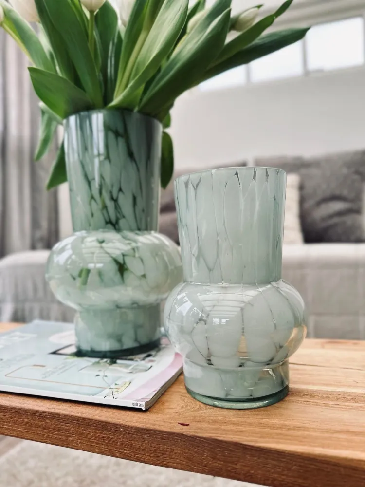 Vase 18cm Munnblåst glass – Grønn