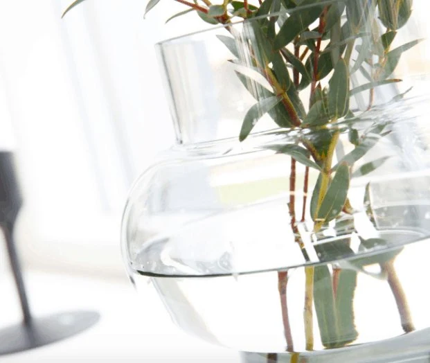 Vase, Forms Low (formlav), røykfarget glass