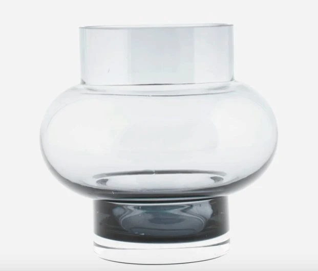 Vase, Forms Low (formlav), røykfarget glass