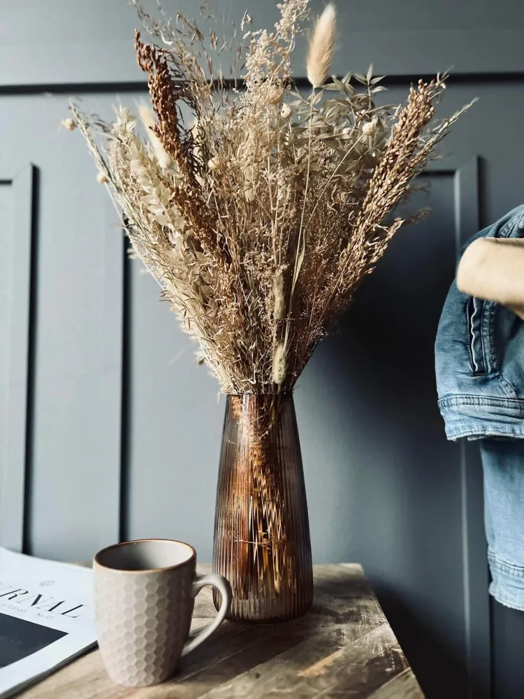 Vase konisk - Beige / brun glass