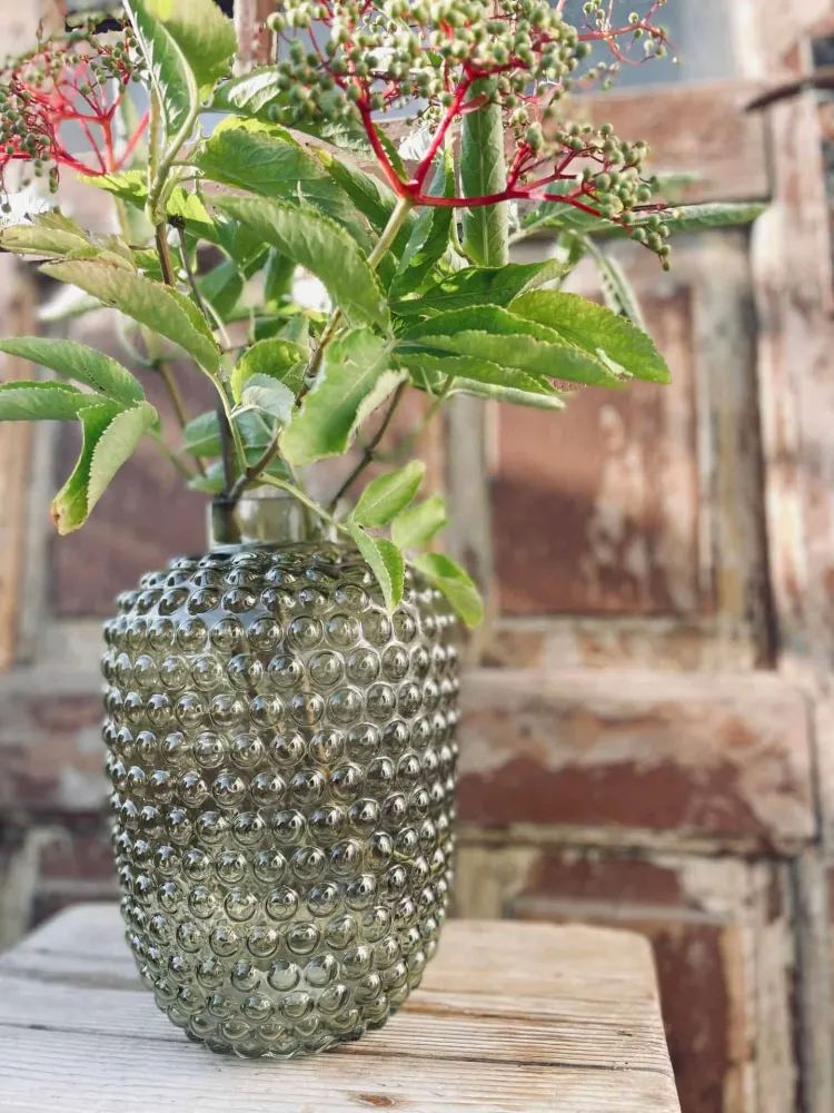 Vase med dots - grønt glass