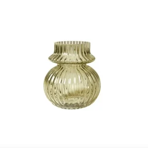 Vase med riller - Grønt glass