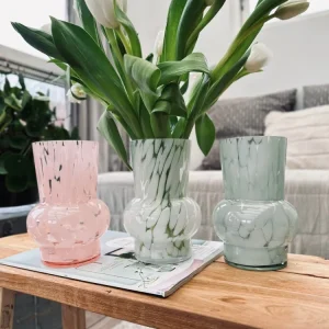 Vase 18 cm munnblåst glass – White