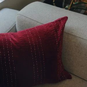 Rød velour kantha - 50x60cm