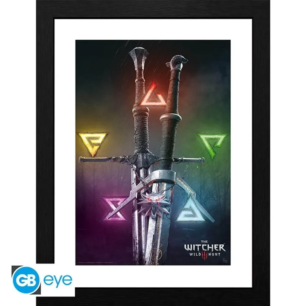 Witcher Innrammet Bilde 30 x 40 cm Signs & Swords